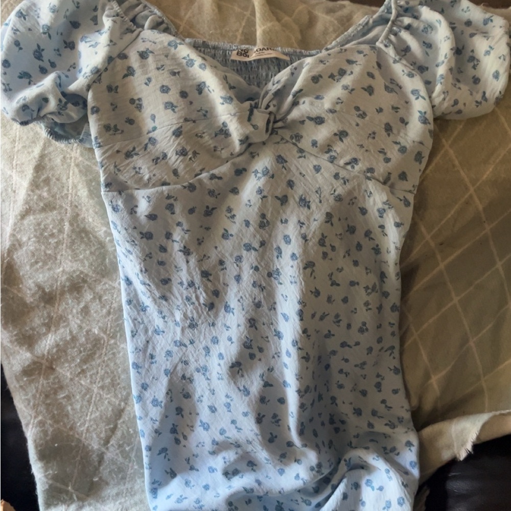 No Boundaries Light Blue Floral Mini Dress